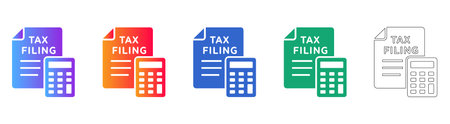 Tax Documentation and Calculator Icon Set vol 24704