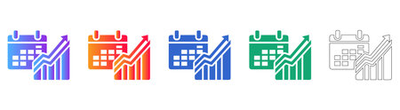 Quarterly Financial Growth and Calendar Icons vol 24711のイラスト素材