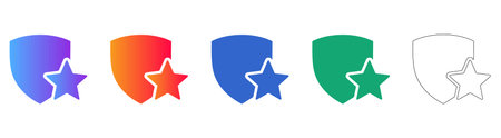Shield and Star Award Icon Set vol 24841のイラスト素材