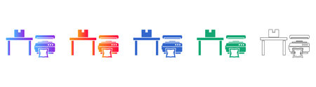 Packaging Machine and Table Icons Set vol 25143