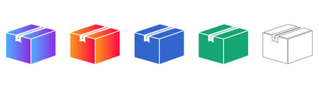 Isometric Delivery Boxes with Horizontal Tape & Front Tag Icons vol 25308