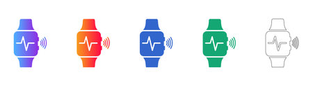 Set of Wearable Heart Rate Monitor Icons vol 25599
