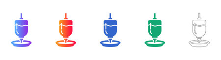 Set of Five Pet Water Dispenser Icons in Colorful Gradient and Line Styles vol 25495