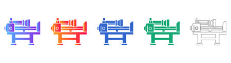 Metal Turning Lathe Machine Icon Set vol 25822