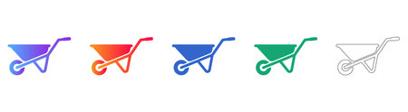 Wheelbarrow Icon Set with Gradient and Line Styles vol 25799