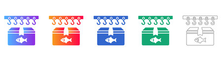 Hook and Seafood Box Icons vol 25944のイラスト素材