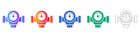 Industrial Pressure Gauge and Pipe Icons vol 25863