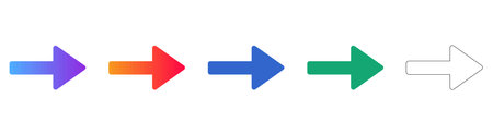Colorful Gradient Right Arrow Directional Icon Set vol 26065