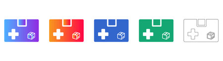 First Aid Kit Box Icons for Medical Logistics vol 26253