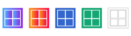 Modern Window Pane Icons for Building Design vol 26281
