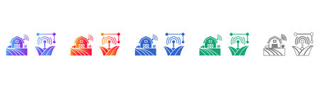 Smart Farming and Agricultural Connectivity Icons vol 26282のイラスト素材