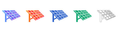Solar Photovoltaic Panel Icons in Diverse Styles vol 26246