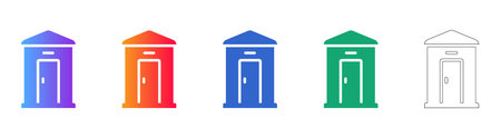 Portable Restroom Icon Set in Gradient and Outline Styles vol 26265