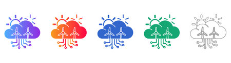 Green Energy Cloud Computing Icons vol 26469