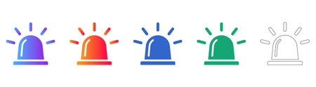 Emergency Siren Alert Icons in Gradient and Outline vol 26845