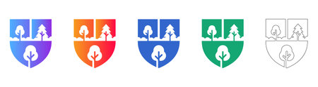 Forestry Shield Emblems in Vibrant Colors vol 26986