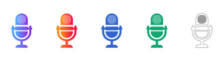 Professional Podcast Microphone Icons in Gradient and Outline vol 26930のイラスト素材