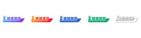 Set of Modern Cargo Container Ship Icons for UI vol 26939