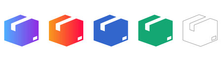 Isometric Cardboard Box Delivery Icons vol 27055