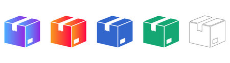 Shipping Box and Packaging Icons Set vol 27056