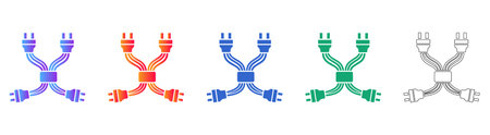 Electrical Power Splitter Cable Icons Set vol 27203