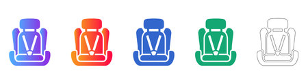 Baby Car Seat Safety Icons in Gradient and Outline Styles vol 27333