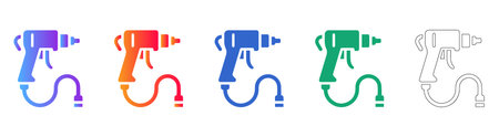 Industrial Spray Gun Tool Icons vol 27308