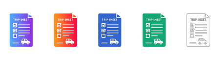 Automotive Trip Sheet and Checklist Icon Set vol 27249