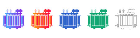 Industrial Power Transformer Unit Icons Set vol 27492