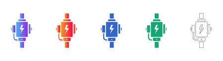 Electric Power Transformer Station Icon Set vol 27632