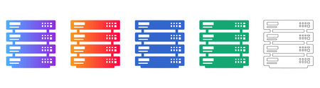 Data Center Server Rack Collection Flat Design vol 27782