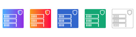 Secure Data Storage Rack Protection Icons vol 27791