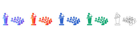 Speaker at Podium with Audience Icon Set vol 27666のイラスト素材