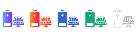 Solar Power Battery Charging Icons vol 28020