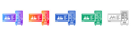Data Processing Server and Analytics Icons vol 27855