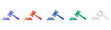 Courtroom Gavel Icon Set for Legal Services vol 27968