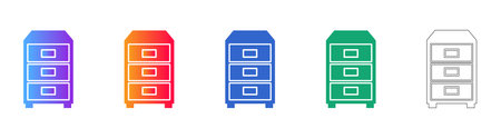 Office Filing Cabinet Storage Icon Set vol 28151のイラスト素材