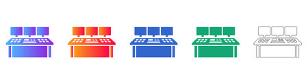 Control Room Operator Station Icon Set vol 28117