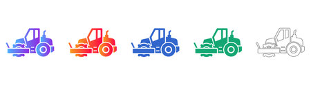 Construction Road Roller Icon Set vol 28181