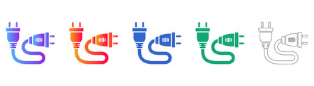 Dual Power Plug Connection Icon Collection vol 28351