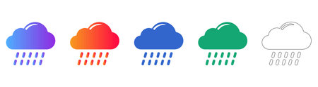 Rainy Weather Cloud Weather Icons Set vol 27483