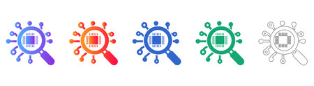 Technology Research and Digital Chip Analysis Icons vol 28542