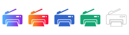 Desktop Printer Icons in Gradient and Line Styles vol 28658