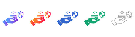 Contactless Payment Security Icons with Protective Shield vol 28686