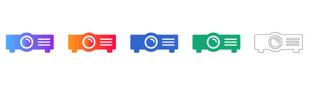 Set of Five Modern Projector Icons for Presentations vol 28688