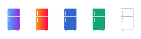 Refrigerator Icon Set in Gradient and Outline Styles vol 28867のイラスト素材