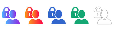 User Account Privacy and Lock Protection Icons vol 28736
