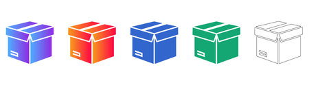 Open Cardboard Delivery Box Icons vol 28897