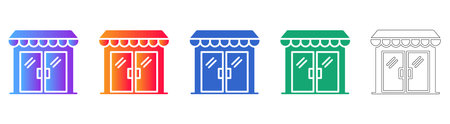 Retail Storefront Icon Set with Glass Doors vol 29558