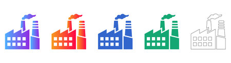 Industrial Factory Icons with Smoke Stacks vol 29819のイラスト素材